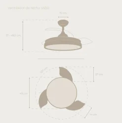Ventilador de techo Evvo V450 40W 3 aspas retráctiles 6 velocidades blanco Ø107 cm