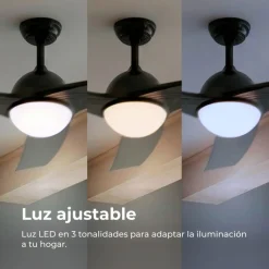 Ventilador de techo Evvo V522 60W 3 aspas 6 velocidades negro Ø132 cm