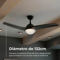 Ventilador de techo Evvo V522 60W 3 aspas 6 velocidades negro Ø132 cm