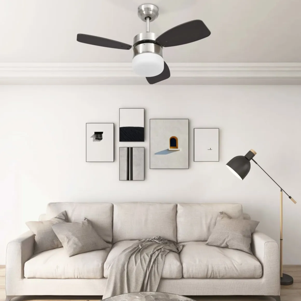 Ventilador de techo Halo 3 aspas con mando a distancia marrón oscuro Ø76 cm