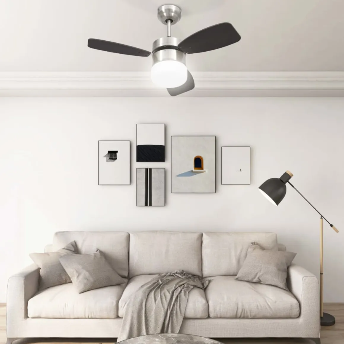 Ventilador de techo Halo 3 aspas con mando a distancia marrón oscuro Ø76 cm
