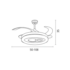 Ventilador de techo Hermes Bel Air 108W 4 aspas retráctiles mando a distancia blanco Ø108 cm