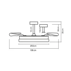 Ventilador de techo Kioto Bel Air 72W 4 aspas retráctiles Ø108 cm
