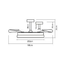 Ventilador de techo Luxor Bel Air 72W 4 aspas retráctiles blanco Ø108 cm