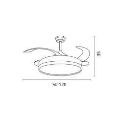 Ventilador de techo New Asgard Maxi Bel Air 72W 4 aspas retráctiles Ø120 cm