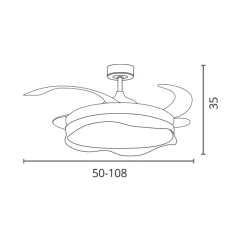 Ventilador de techo Olas Bel Air 72W 4 aspas retráctiles con luz LED Ø108 cm