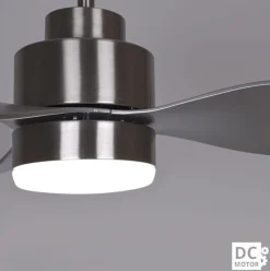 Ventilador de techo Poniente Lumit 16W 3 aspas luz LED níquel Ø116 cm