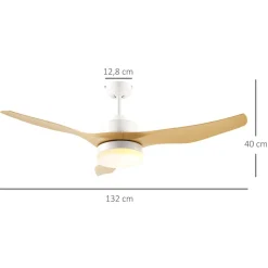 Ventilador de techo Rafia Homcom 20,5 W 3 aspas reversibles blanco/natural Ø132 cm