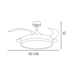 Ventilador de techo Rodas Bel Air 72W 4 aspas retráctiles Ø108 cm