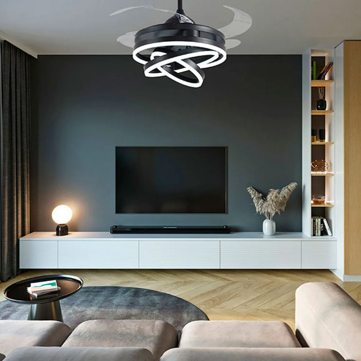 Ventilador de techo Sfera Bel Air 72W aspas retráctiles mando a distancia Ø108 cm