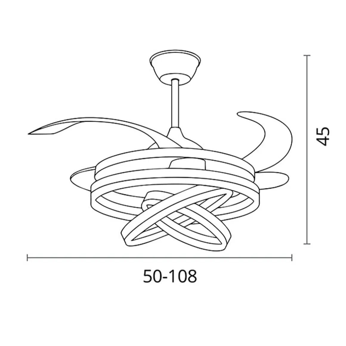 Ventilador de techo Sfera Bel Air 72W aspas retráctiles mando a distancia Ø108 cm