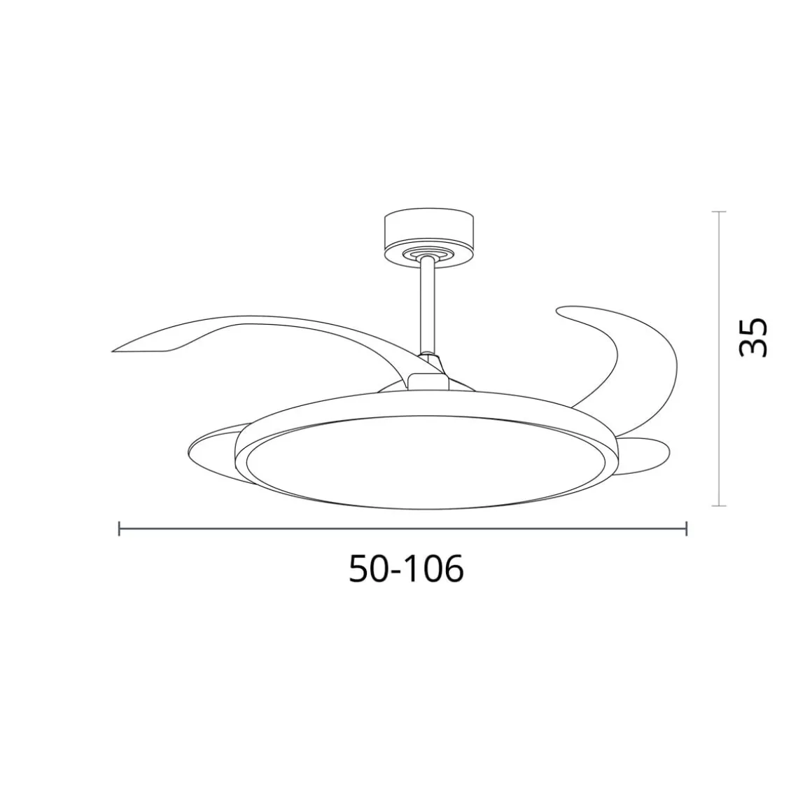 Ventilador de techo Slim Bel Air DC 32W 4 aspas retráctiles Ø106x35 cm