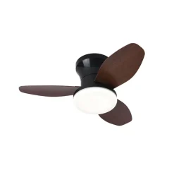 Ventilador de techo Tauro Mini Bel Air 48W 3 aspas con luz LED negro/cerezo Ø70 cm