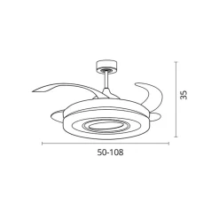 Ventilador de techo Tebe Bel Air 4 aspas retráctiles + mando a distancia blanco Ø108 cm