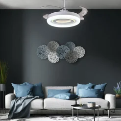 Ventilador de techo Tebe Bel Air 4 aspas retráctiles + mando a distancia blanco Ø108 cm
