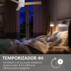 Ventilador de techo Tul Homcom 48W 3 aspas blanco/natural Ø112x25 cm