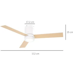 Ventilador de techo Tul Homcom 48W 3 aspas blanco/natural Ø112x25 cm