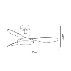 Ventilador de techo Tulum Shakespear 25W 3 aspas mando a distancia Ø120 cm