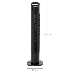 Ventilador de torre Borgoña Homcom 3 modos + 3 velocidades negro 78,5 cm