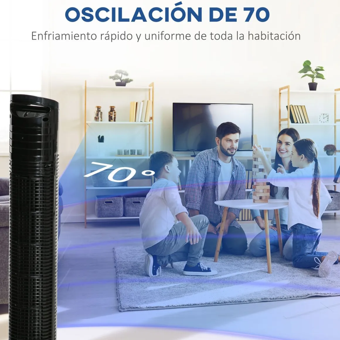 Ventilador de torre Borgoña Homcom 3 modos + 3 velocidades negro 78,5 cm