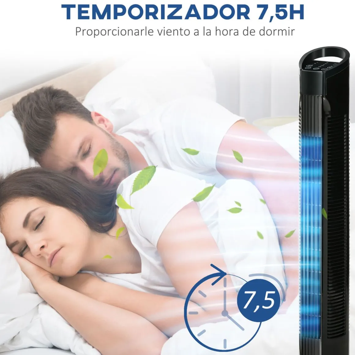 Ventilador de torre Borgoña Homcom 3 modos + 3 velocidades negro 78,5 cm