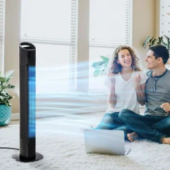 Ventilador de torre Borgoña Homcom 3 modos + 3 velocidades negro 78,5 cm