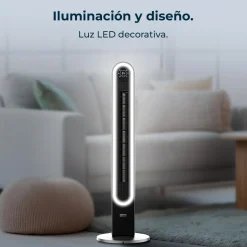 Ventilador de torre Cecotec EnergySilence 9090 Skyline Smart Light 60W mando a distancia negro 106 cm