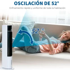Ventilador de torre Homcom con mando 60W 3 velocidades 3 modos temporizador blanco/negro 105x33x26 cm