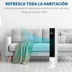 Ventilador de torre Homcom con mando 60W 3 velocidades 3 modos temporizador blanco/negro 105x33x26 cm