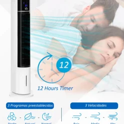 Ventilador de torre Homcom con mando 60W 3 velocidades 3 modos temporizador blanco/negro 105x33x26 cm