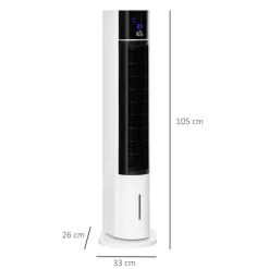 Ventilador de torre Homcom con mando 60W 3 velocidades 3 modos temporizador blanco/negro 105x33x26 cm