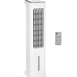 Ventilador de torre Homcom 75W refrigeración por hielo blanco 86x23x29 cm