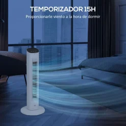 Ventilador de torre Homcom 50W con mando a distancia 3 velocidades blanco 78 cm