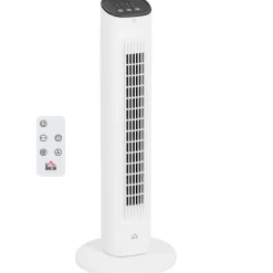 Ventilador de torre Homcom 50W con mando a distancia 3 velocidades blanco 78 cm