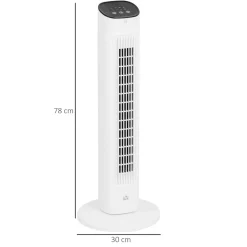 Ventilador de torre Homcom 50W con mando a distancia 3 velocidades blanco 78 cm