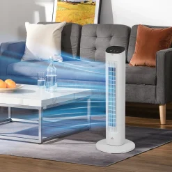 Ventilador de torre Homcom 50W con mando a distancia 3 velocidades blanco 78 cm