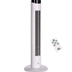 Ventilador de torre Homcom 45W oscilante con mando a distancia blanco Ø31,5x93 cm