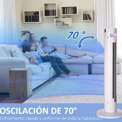 Ventilador de torre Homcom 45W oscilante con mando a distancia blanco Ø31,5x93 cm