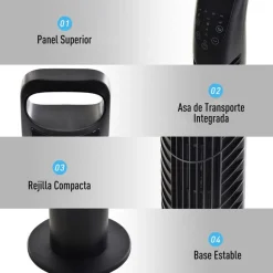 Ventilador de torre Homcom 40W oscilante con mando a distancia negro Ø18x78,5 cm