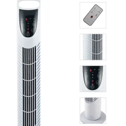 Ventilador de torre Jose Homcom 40W oscilante + 3 velocidades + control remoto blanco 78,5 cm