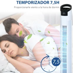Ventilador de torre Rex Homcom 50W oscilante + 3 velocidades + control remoto blanco 78,5 cm