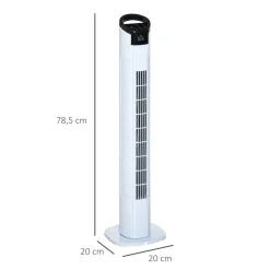 Ventilador de torre Rex Homcom 50W oscilante + 3 velocidades + control remoto blanco 78,5 cm