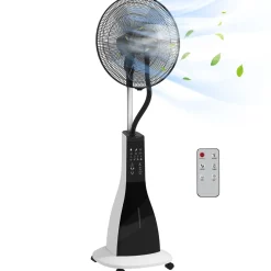 Ventilador nebulizador Big Homcom 90W 3 velocidades + 5 aspas blanco/negro 120 cm