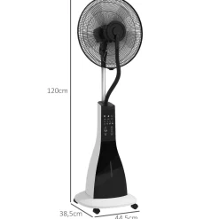 Ventilador nebulizador Big Homcom 90W 3 velocidades + 5 aspas blanco/negro 120 cm