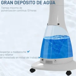Ventilador nebulizador Big Homcom 90W 3 velocidades + 5 aspas blanco/negro 120 cm