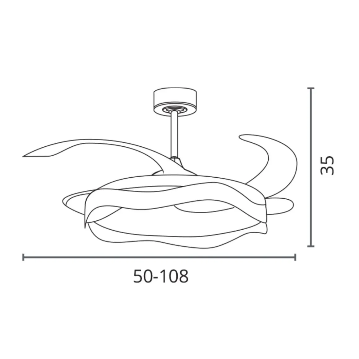 Ventilador Ondas 72W 4 aspas retráctiles Ø108 cm