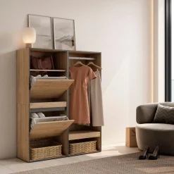 Vestidor Kroma zapatero con 2 estantes y barra 145x120x35 cm