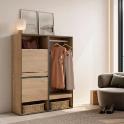 Vestidor Kroma zapatero con 2 estantes y barra 145x120x35 cm