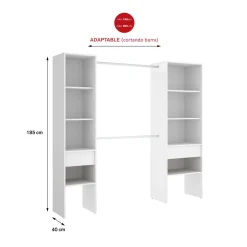Vestidor Suit 2 columnas + 2 cajones blanco 187x160x50 cm