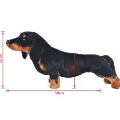 Vidaxl perro teckel de peluche de pie negro xxl